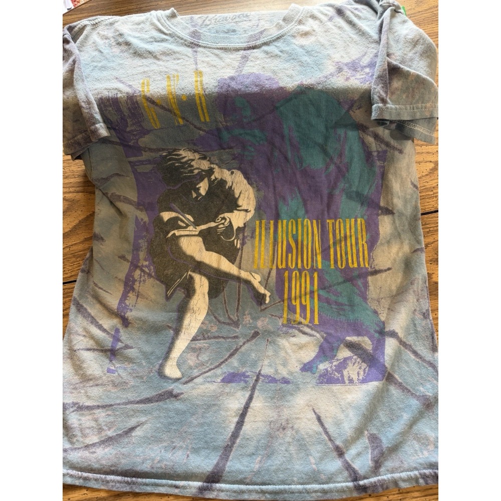 Guns N Roses Illusion Tour 1991 Graphic T-Shirt Tie Dye Bravado Mens L (B)